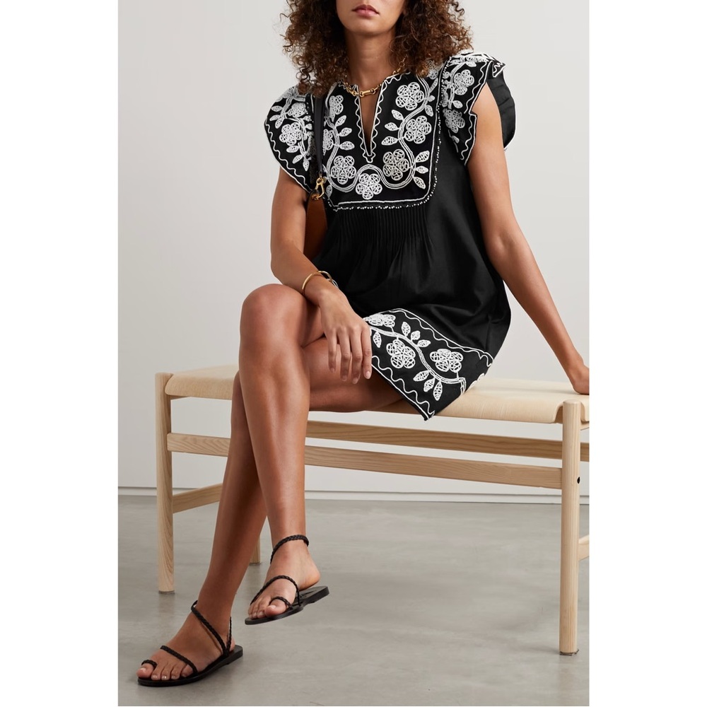 Sea New York Black and White Embroidered Mini Dress